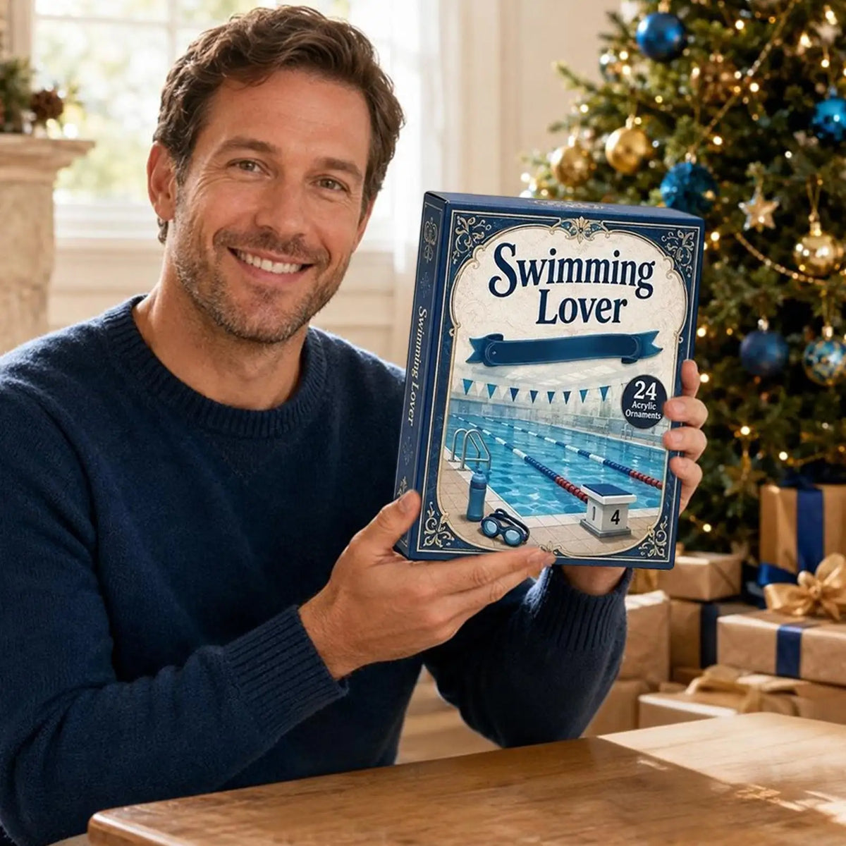 Advent Calendar | 24 Day Swimming Theme | 2D Acrylic Collectible Ornaments | Gift For Swimmers