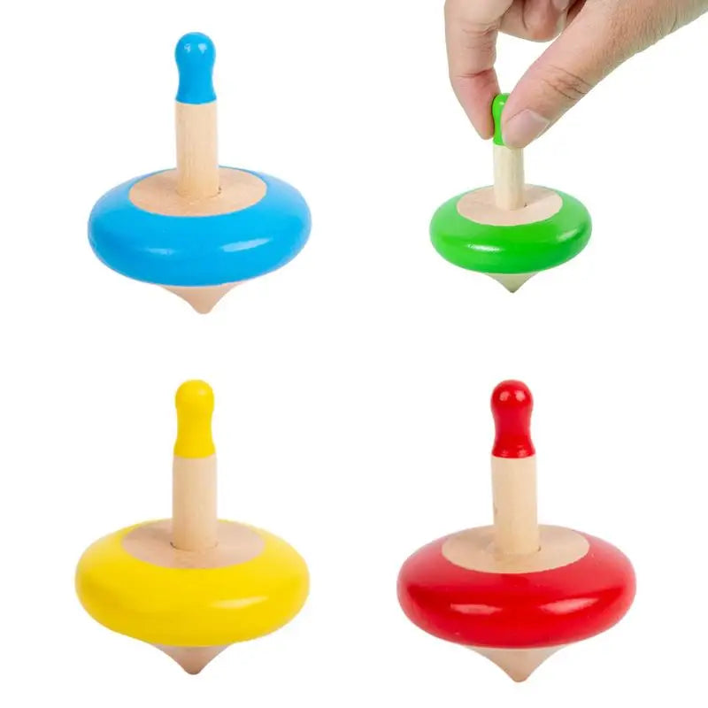 Wooden Spinning Top Toy Set for Kids - Pack of 4 Gyro Toys - ToylandEU
