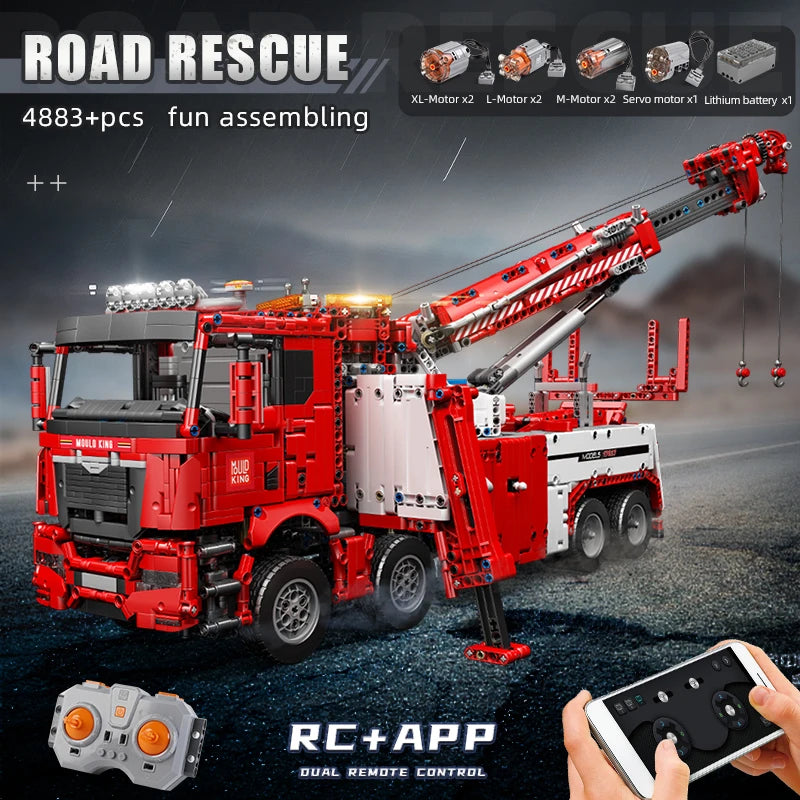 Remote-Controlled Crane Truck Building Set - MOULD KING 13107