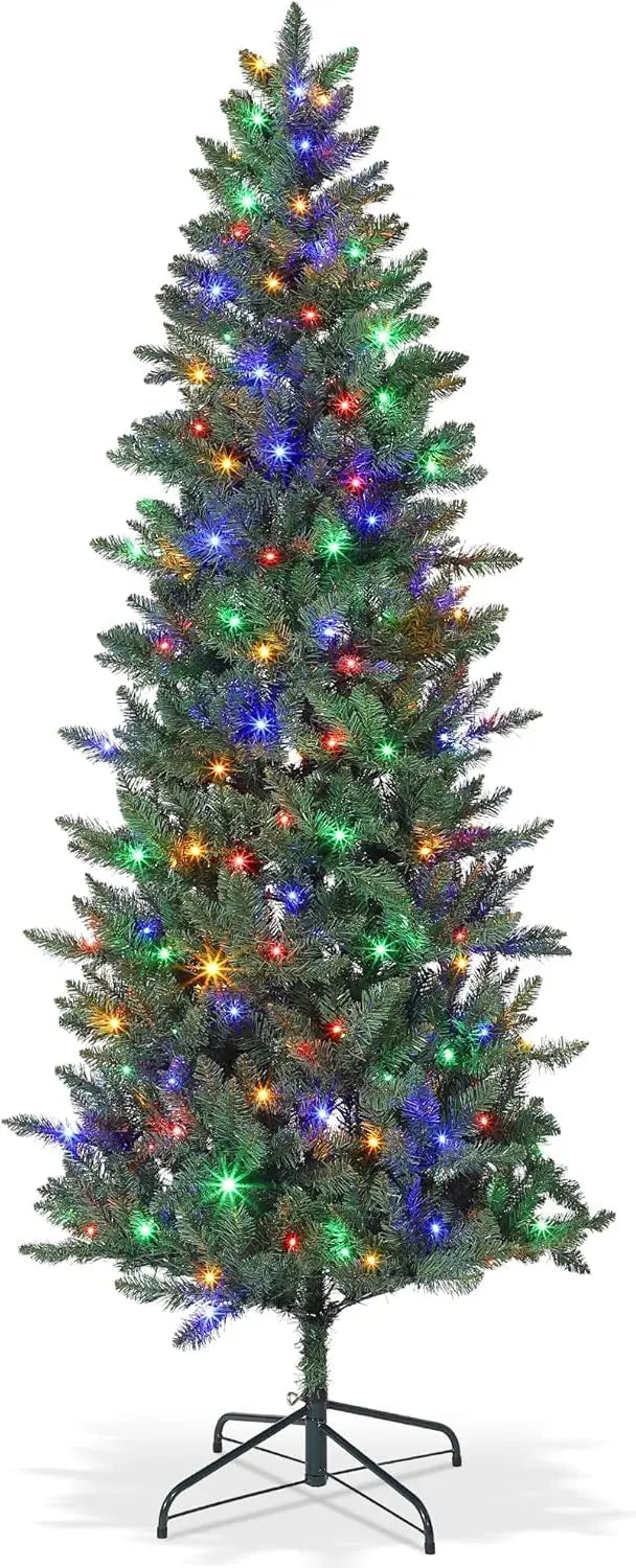 Artificial Christmas Tree | Pre Lit Warm Lights | Slim Pencil Trunk | Compact