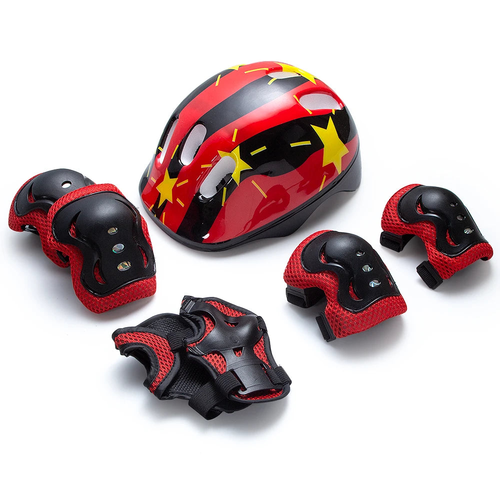 Kids Safety Helmet Set | Adjustable Secure Fit | Impact Shield | Youth Sports