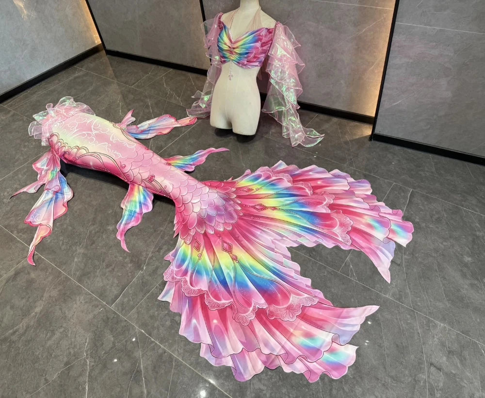 Mermaid Tail Swimsuit Set | Polyester Elastane | Includes Bra Top And Tail