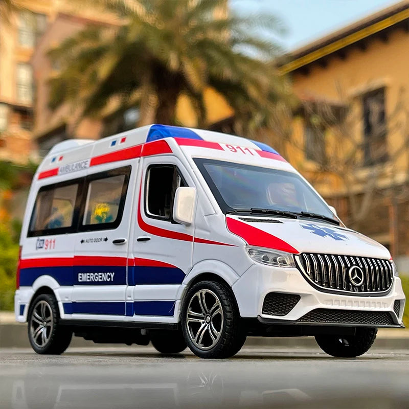 Police Ambulance Car Toy Model - 1:24 Scale Diecast Metal & Plastic Materials - ToylandEU