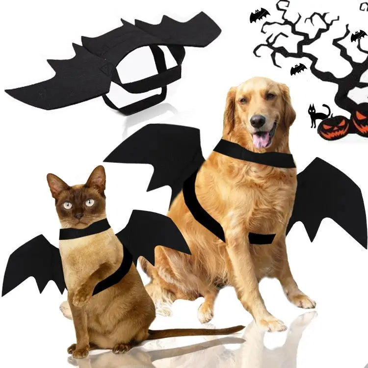 Adorable Halloween Bat Wings Costume for Cats & Dogs - Unisex Fun!