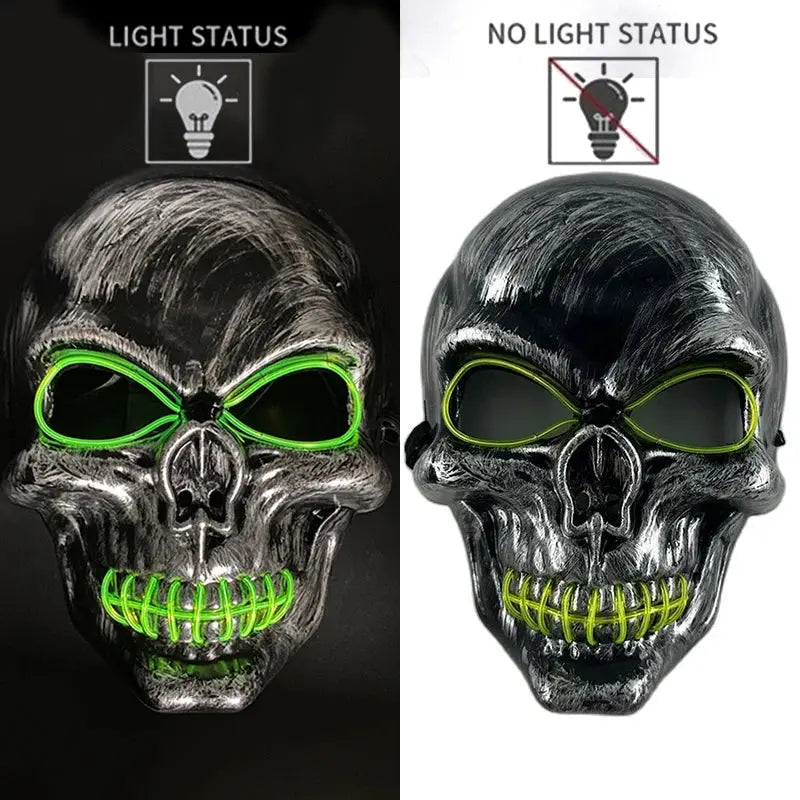 Evil Skull Mask Halloween Carnival Masquerade Haunted House Scary Decoration Cosplay Skeleton Scary Theme Party Light Up Mask - ToylandEU