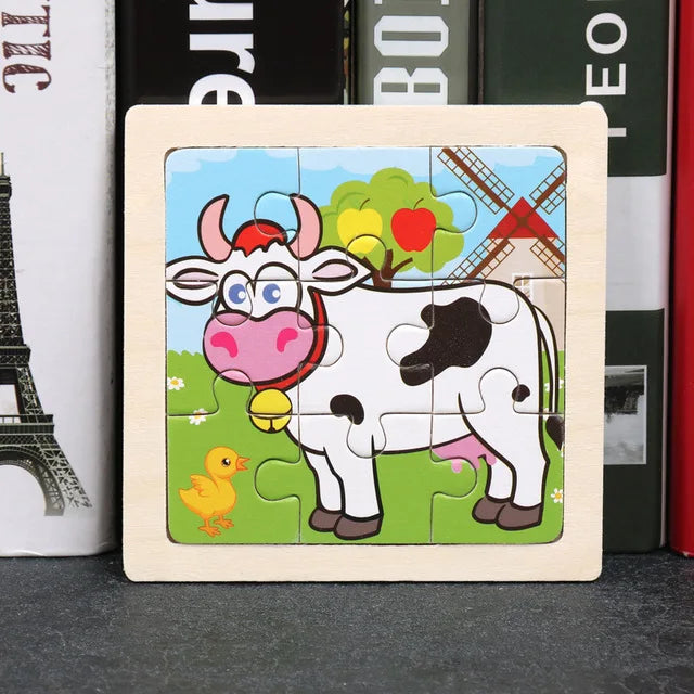 Wooden Jigsaw Puzzle | 11x11 cm | 3D Puzzle | Animal Cartoon Theme