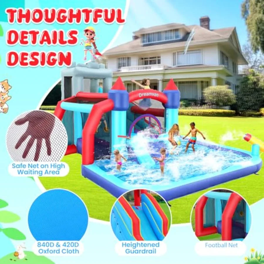 Outdoor Water Slide Bounce House 13x12Ft With Climbing Wall