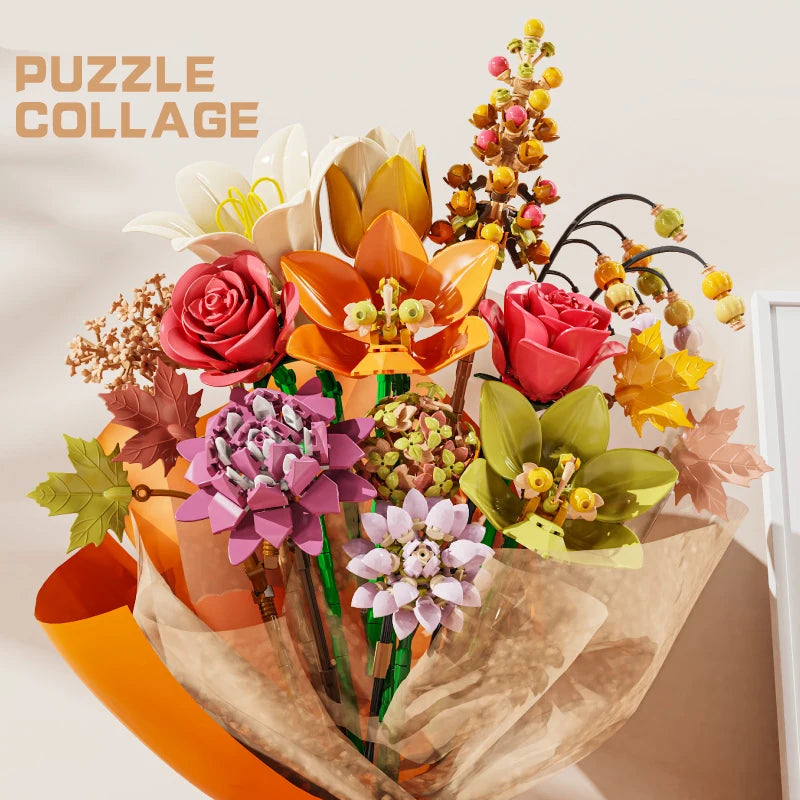 Building Blocks Set | Flower Garden Theme | Lego Compatible | Small Blocks