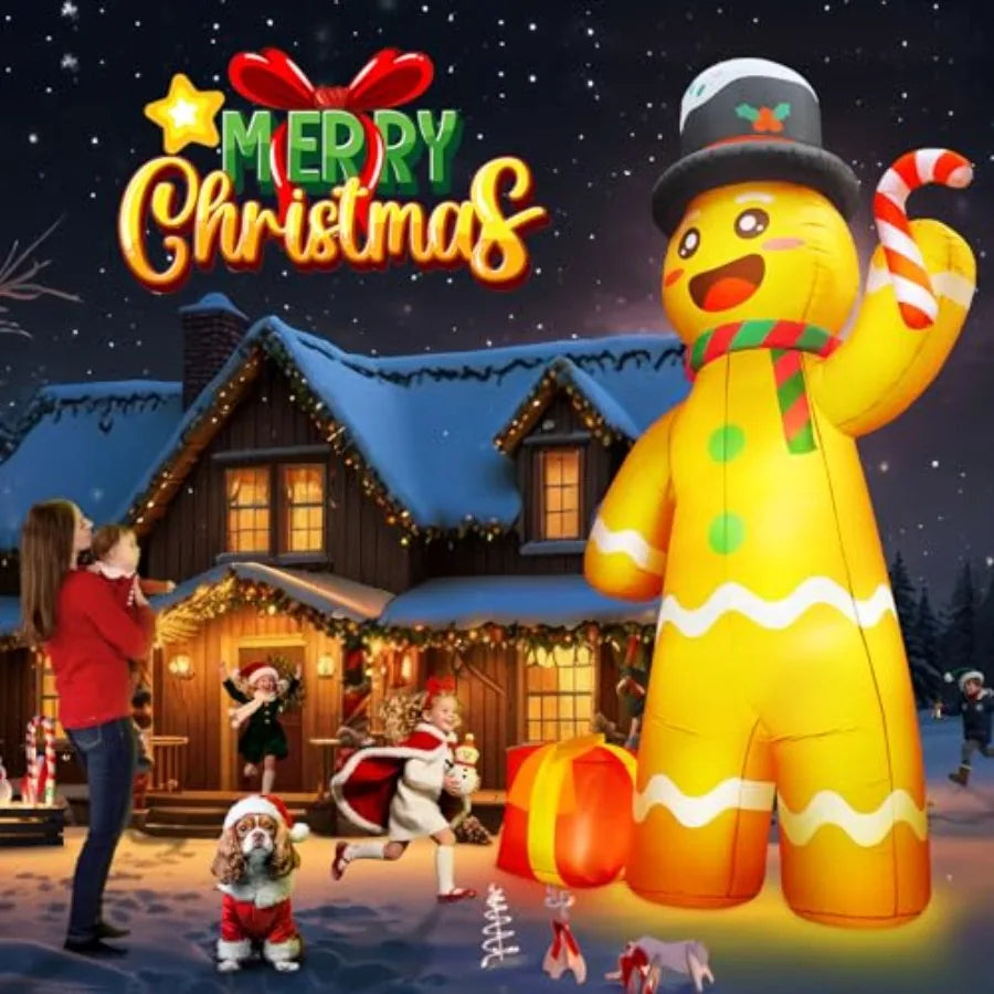 Inflatable Gingerbread Man | 12 Ft Stand | Led Illumination | Outdoor Yard