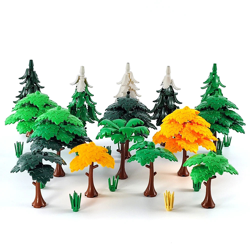 Block Trees | Compatible Brick Design | Plastic Garden Style | Unisex Model