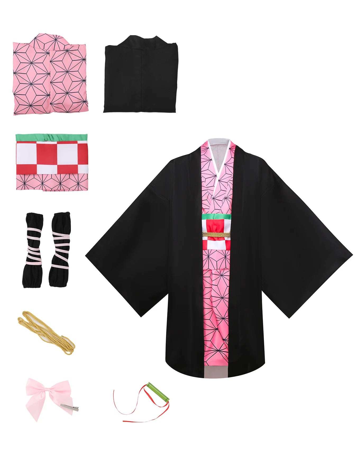 Nezuko Cosplay Props | Faux Leather Horns | Fang Teeth Set | Unisex Party Wear