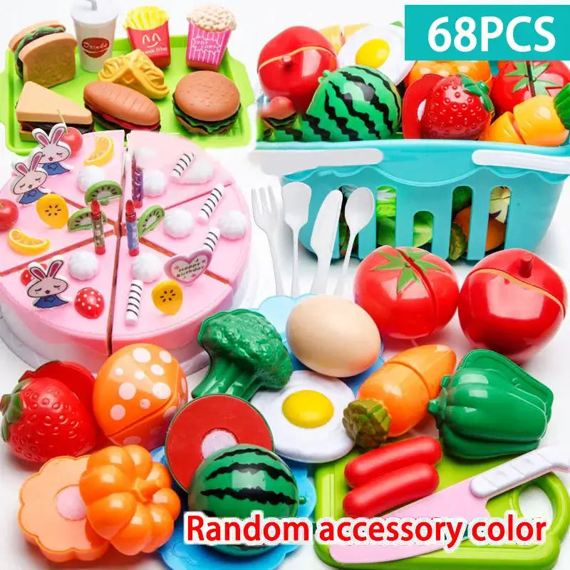 Cutting Play Food Toy for Kids Kitchen Pretend Fruit &Vegetables Accessories Educational Toy Food kit for Toddler Children Gift - ToylandEU