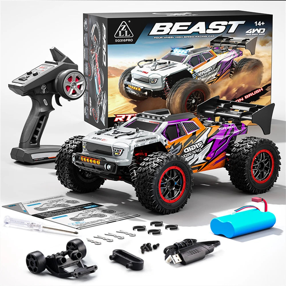 RC ZLL SG316MAX/PRO 1/16 Scale 4WD High-Speed Off-Road RC Truck with LED Lights - Brushed/Brushless Models Up to 80km/h