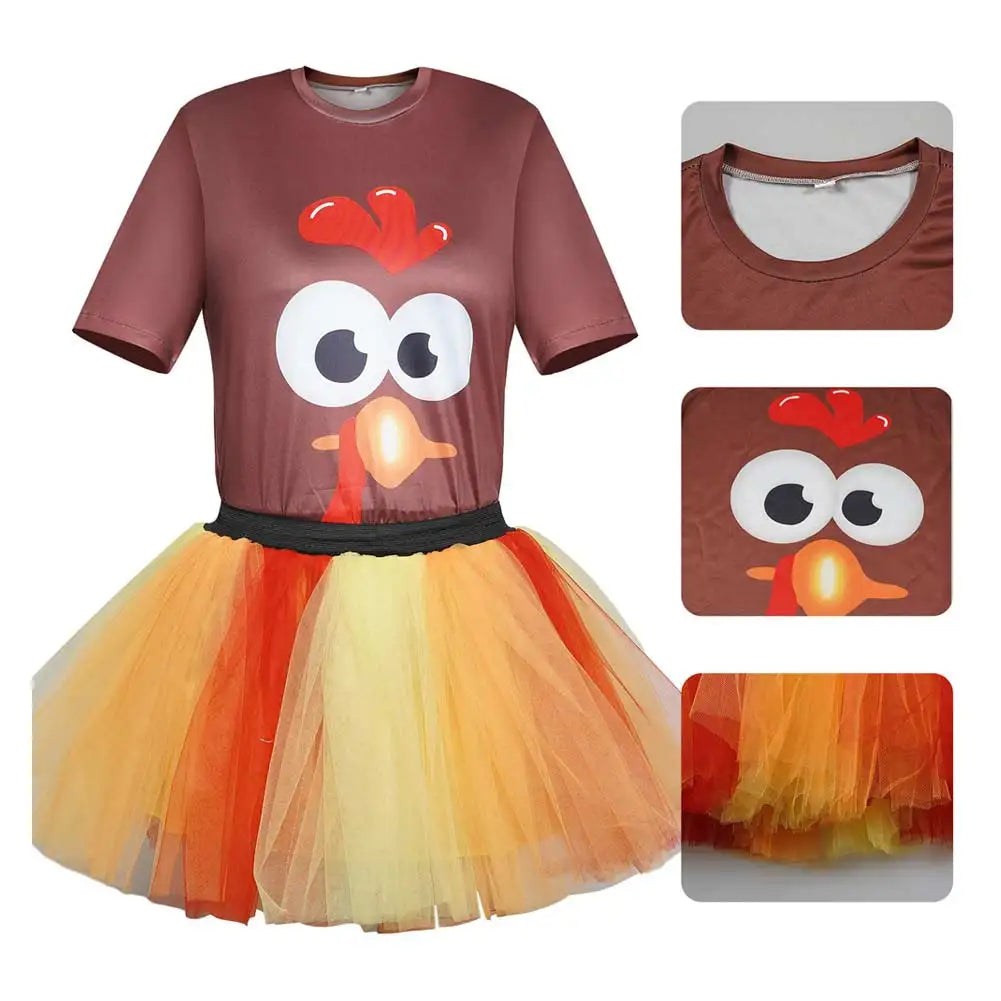 Thanksgiving Turkey Tutu Dress for Kids with Headband - Festive Fun!