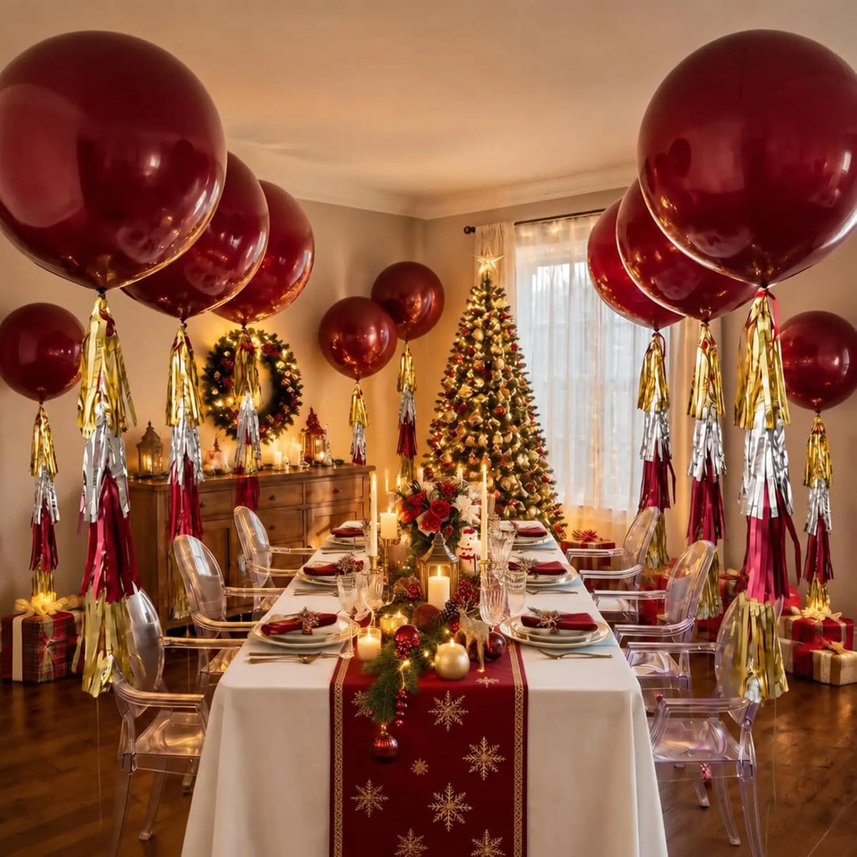 Giant Balloons | 36 Inch | With Tassels | Christmas Party Decor