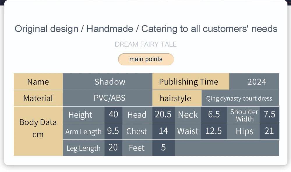 Shadow DBS Doll 1/4 BJD White Skin Fairy Resin - ToylandEU