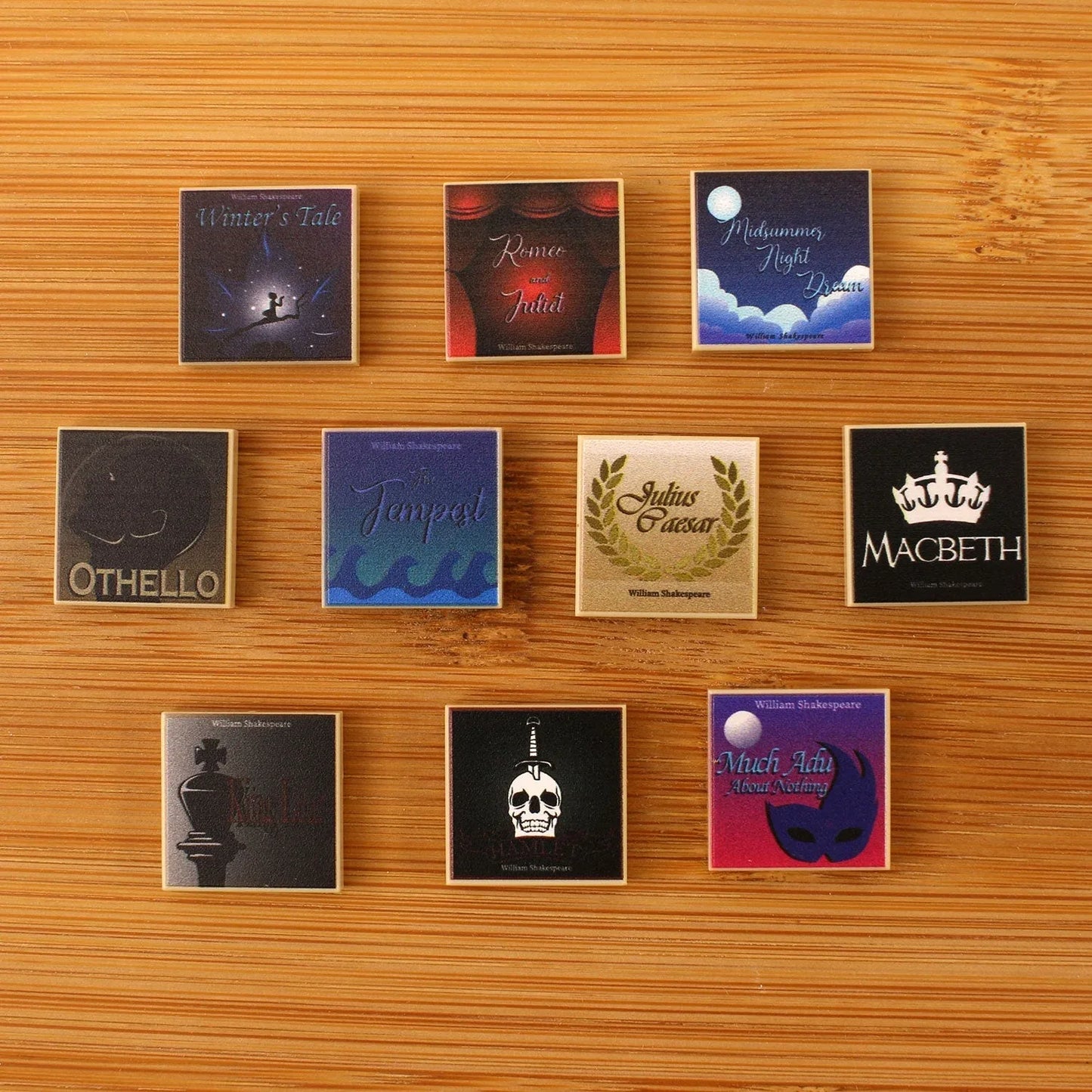 Shakespeare Lego Figure Book Tiles Pack Featuring 10 Printed 2x2 Tiles on Authentic LEGO Bricks Classic Plays - ToylandEU