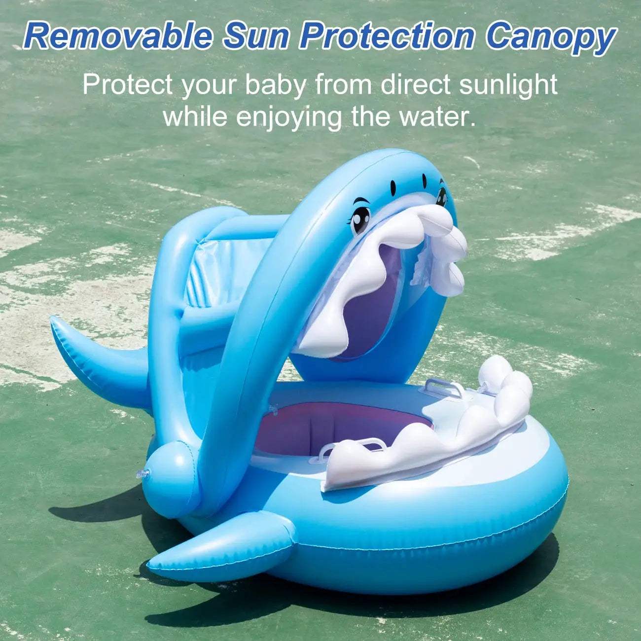 1PC Canopy Shade Shark Float Seat - Ultimate Summer Water Toy for Kids, Portable & Child-Safe Pool Floater - ToylandEU