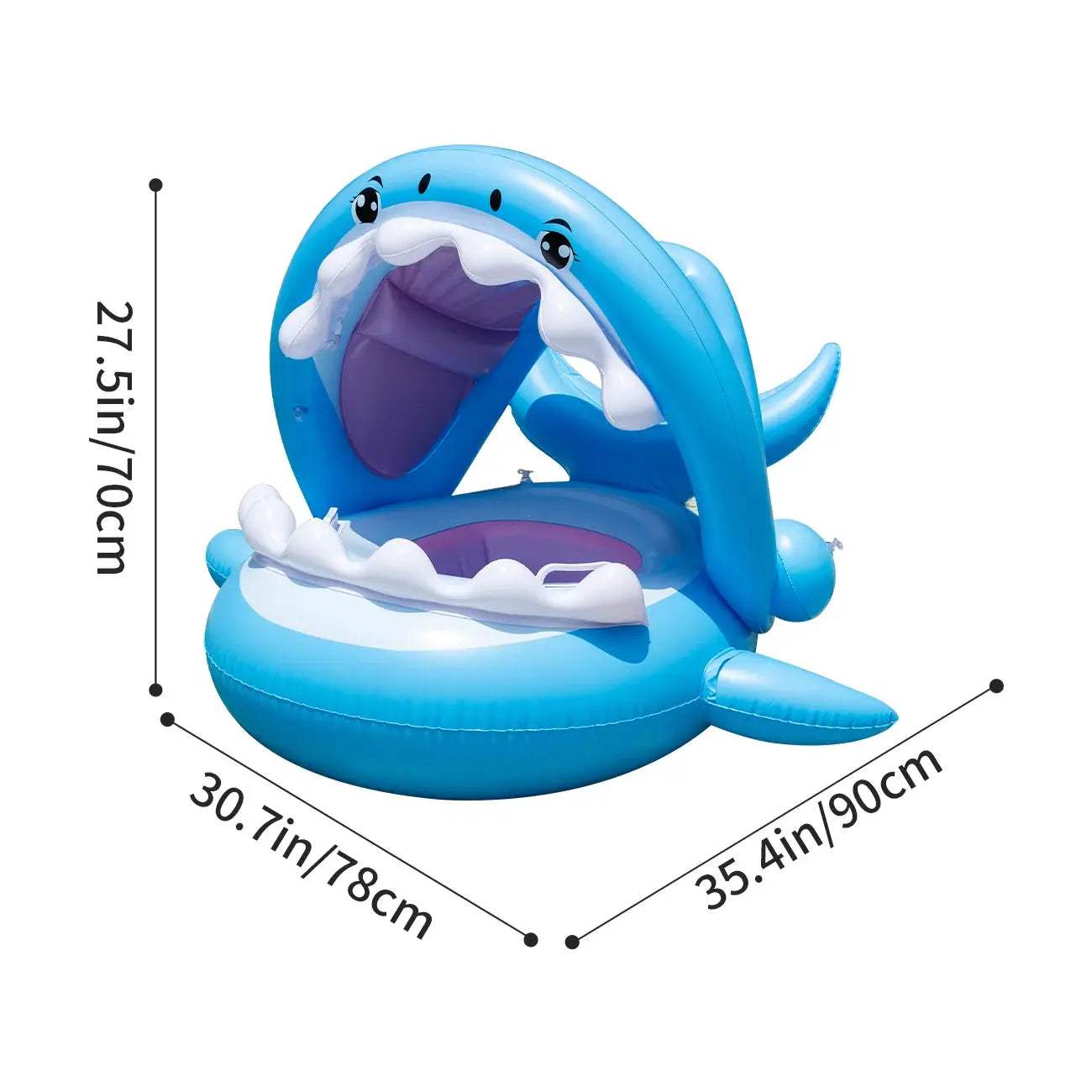 1PC Canopy Shade Shark Float Seat - Ultimate Summer Water Toy for Kids, Portable & Child-Safe Pool Floater - ToylandEU