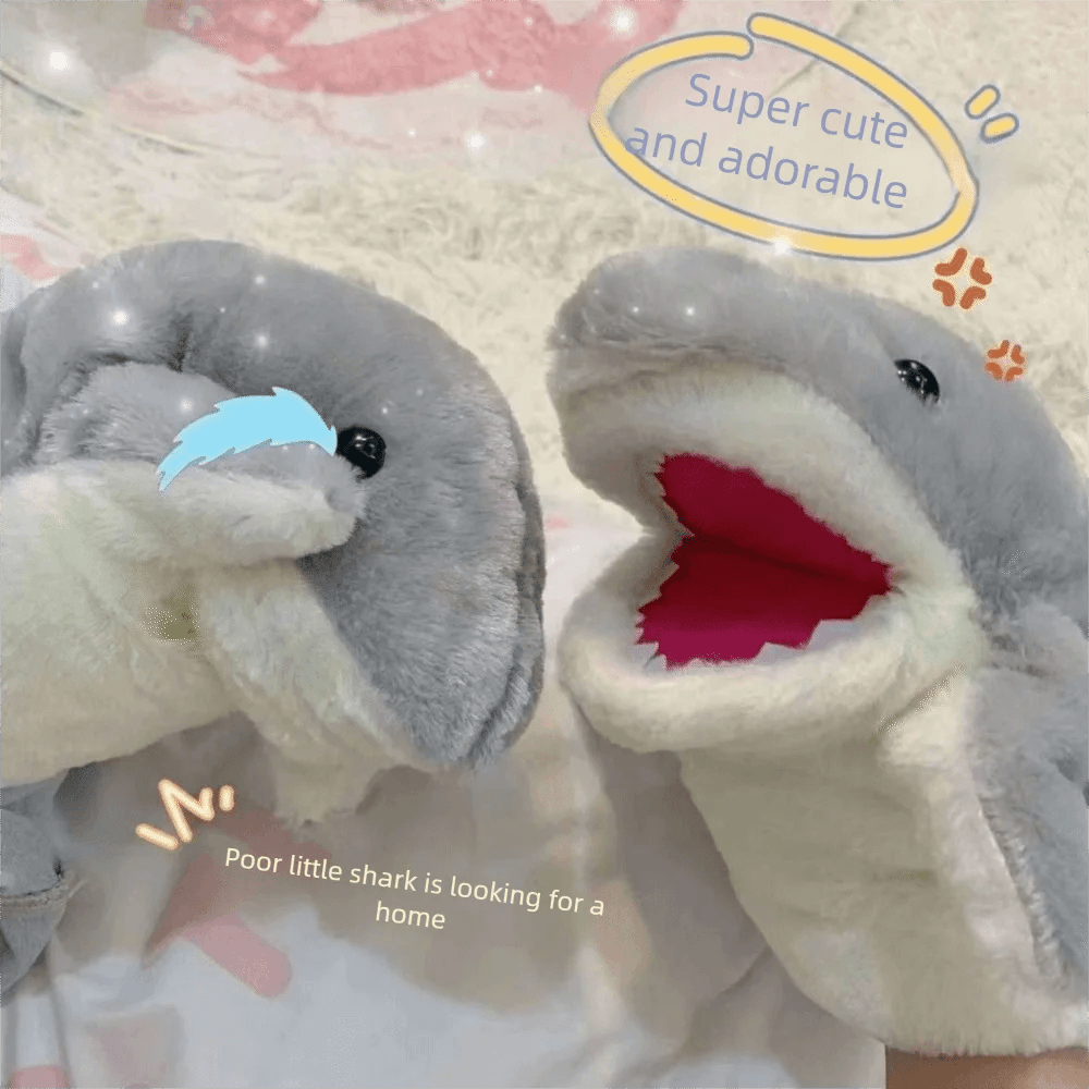 Shark Hand Puppet | Plush Pink Grey | Toylandeu™