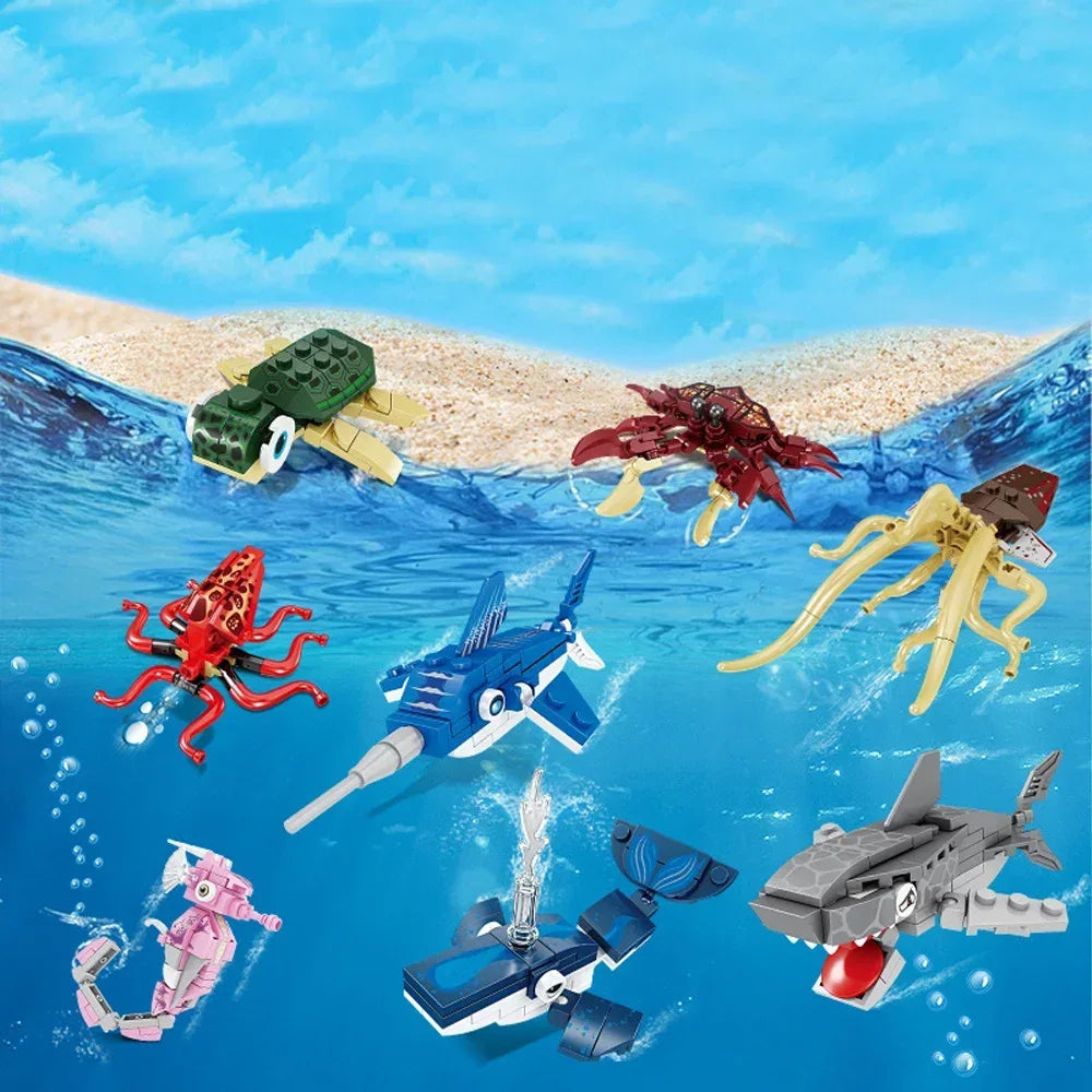 Shark Ocean Building Blocks Educational Toy Develops Coordination - ToylandEU