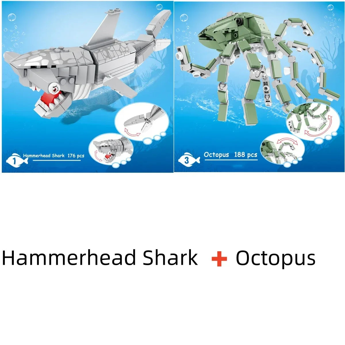 Shark Ocean Building Blocks Educational Toy Develops Coordination - ToylandEU