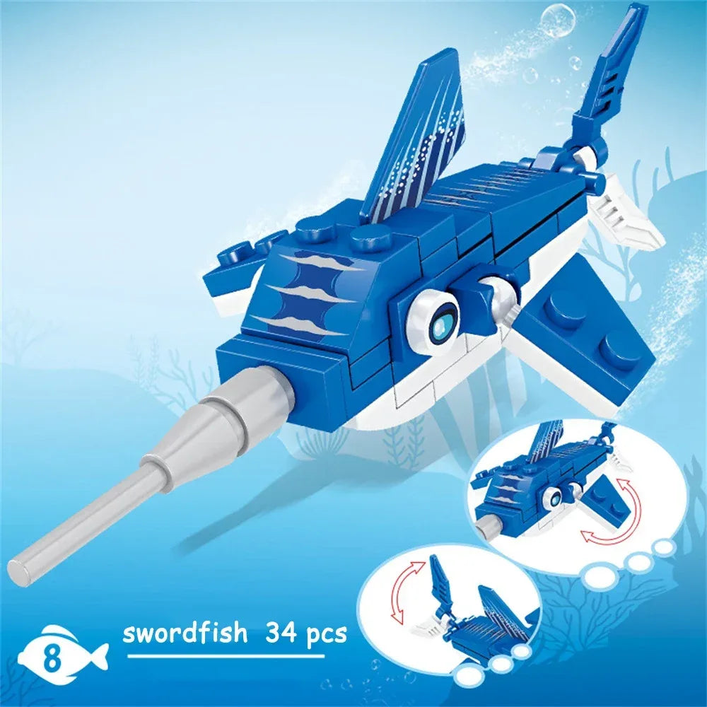 Shark Ocean Building Blocks Educational Toy Develops Coordination - ToylandEU