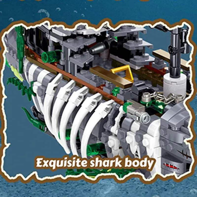Shark Pirate Ship Building Blocks With Lights Educational Toy - ToylandEU