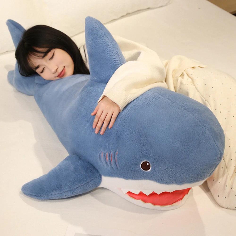  Shark Plush Toy Soft Fluffy Blue Kawaii Sea Creature 