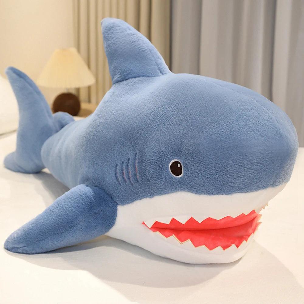  Shark Plush Toy Soft Fluffy Blue Kawaii Sea Creature 
