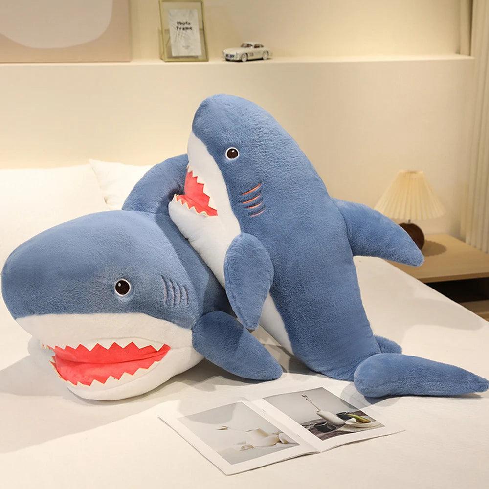  Shark Plush Toy Soft Fluffy Blue Kawaii Sea Creature 