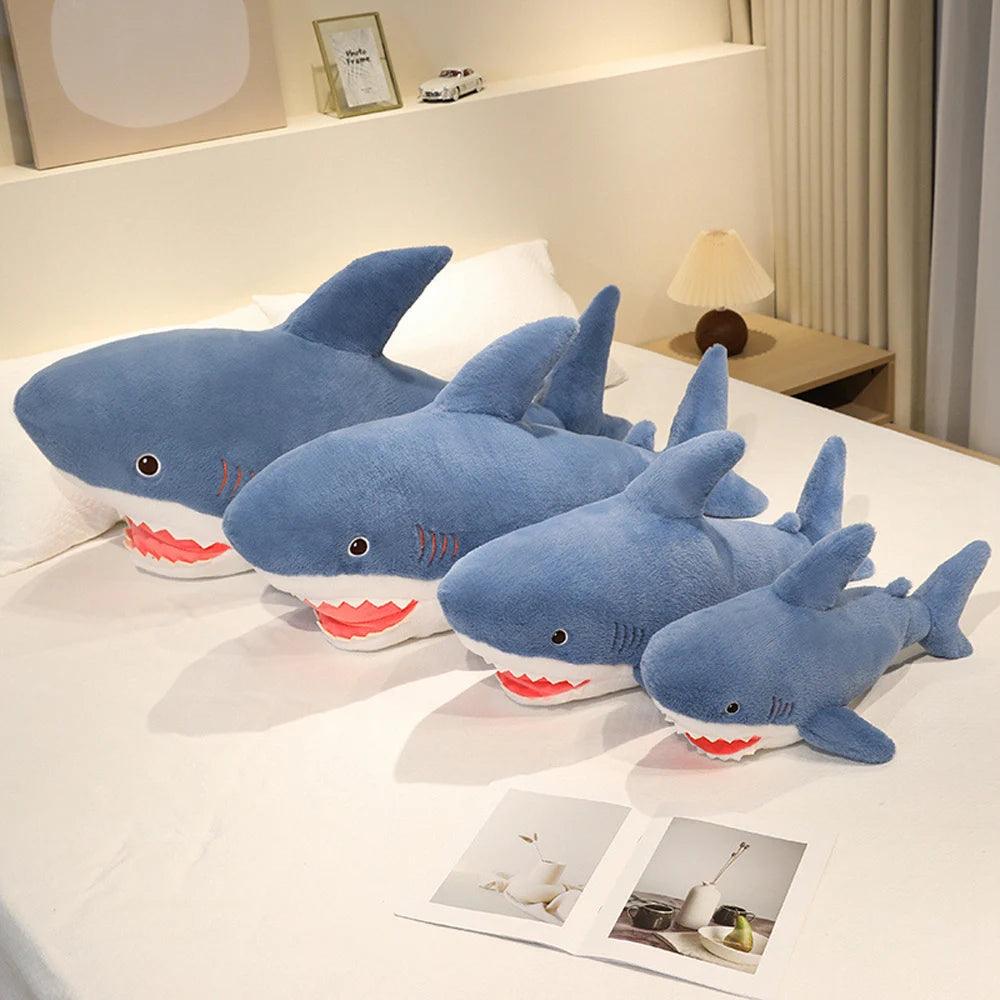  Shark Plush Toy Soft Fluffy Blue Kawaii Sea Creature 