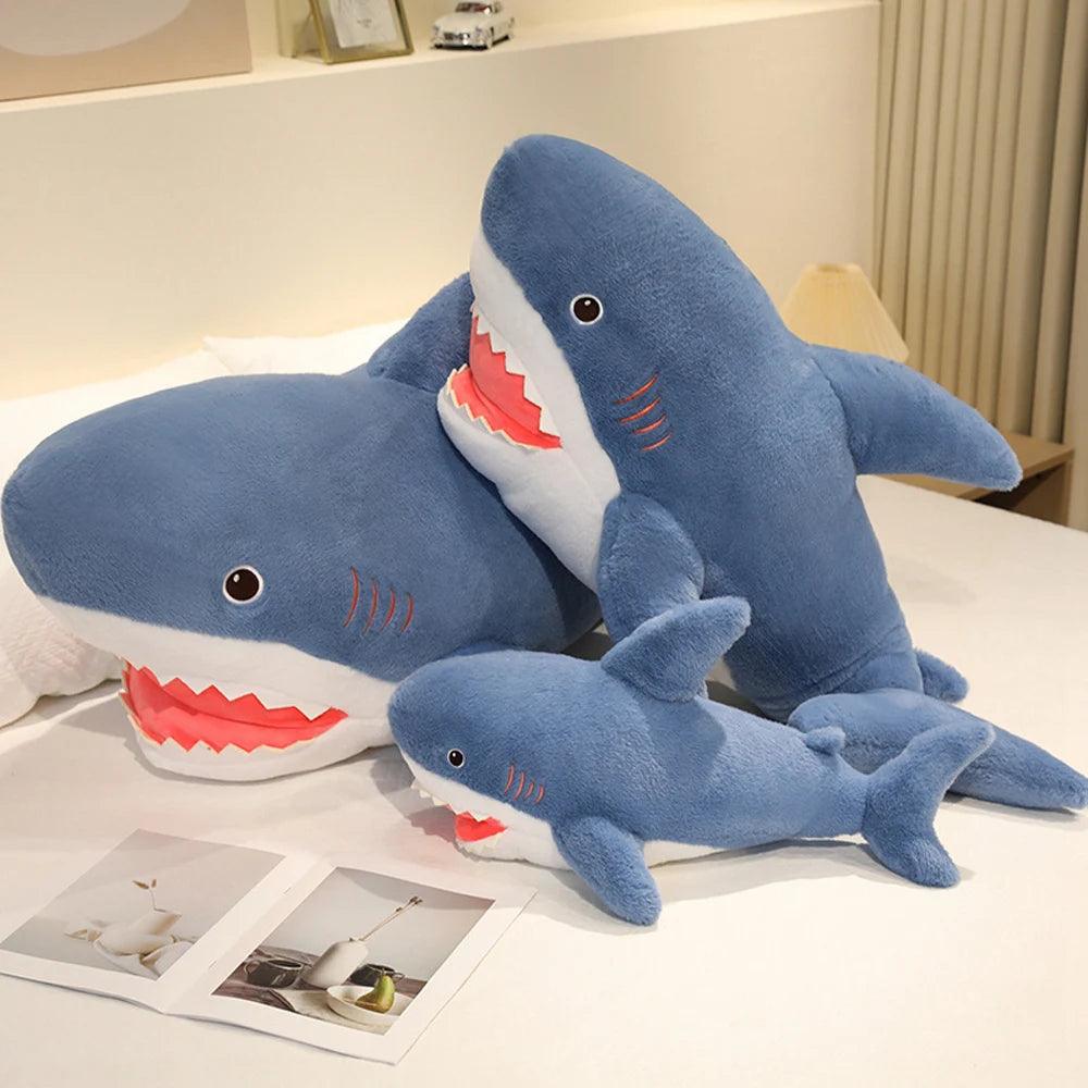  Shark Plush Toy Soft Fluffy Blue Kawaii Sea Creature 