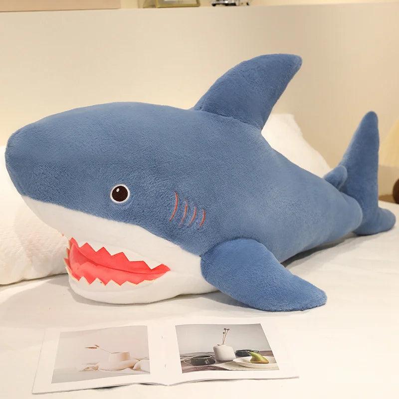  Shark Plush Toy Soft Fluffy Blue Kawaii Sea Creature 
