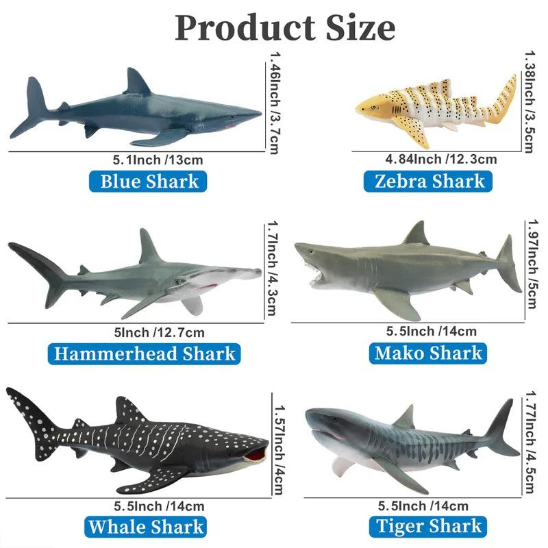  Shark Toy Set | 6-Piece PVC Mini Sharks | Toylandeu™ 