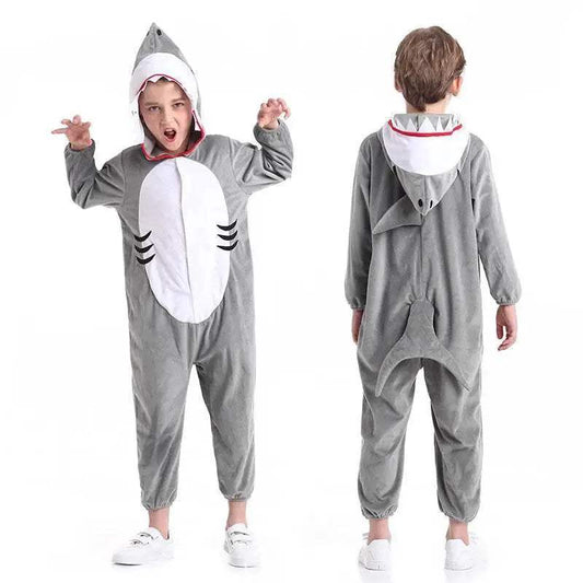 Shark-tastic Kids' Plush Onesie: Cozy Unisex Halloween Costume - ToylandEU
