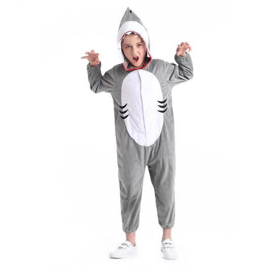 Shark-tastic Kids' Plush Onesie: Cozy Unisex Halloween Costume - ToylandEU