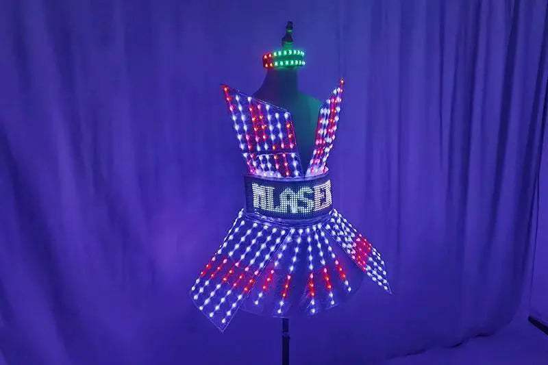 Shiny Laser Mirror Nightclub Dress LED Glow Bar Costume - ToylandEU