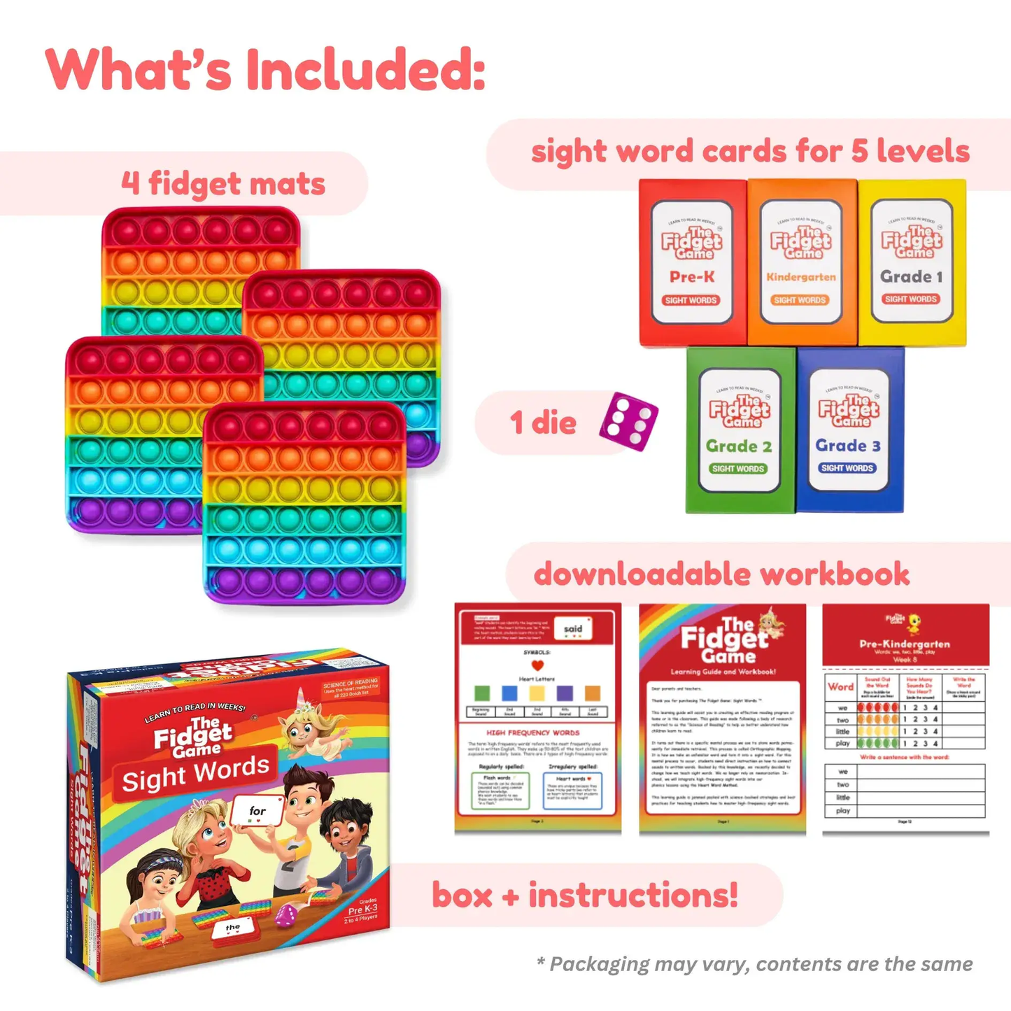 Sight Words Edition Fidget Game for Reading Fluency and Confidence - The Fidget Games