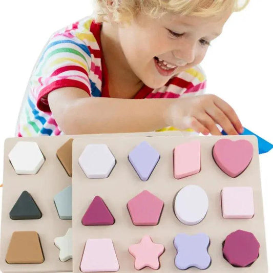  Silicone Puzzle Montessori Toy Shape Matching Non Toxic -  ToylandEU™