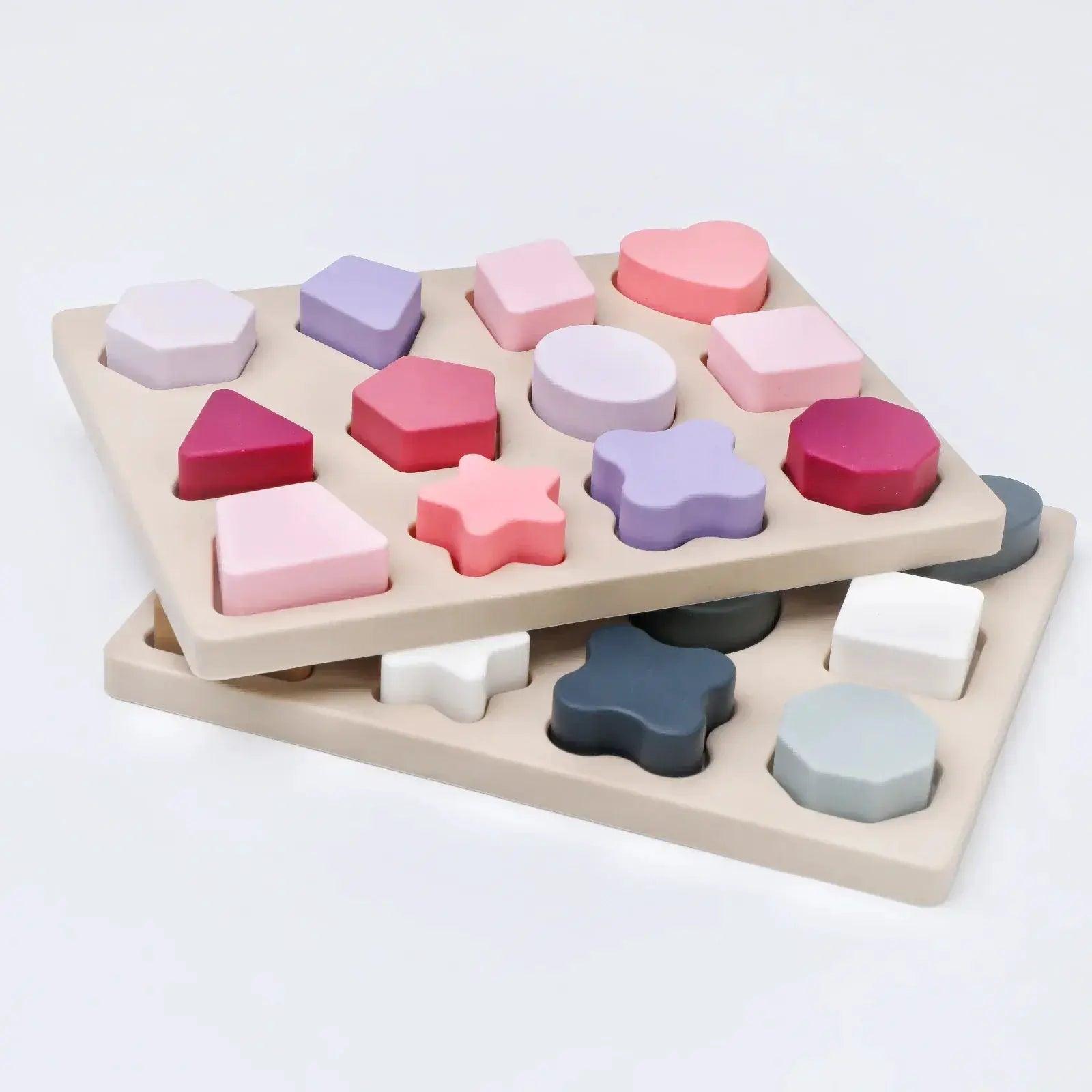  Silicone Puzzle Montessori Toy Shape Matching Non Toxic -  ToylandEU™