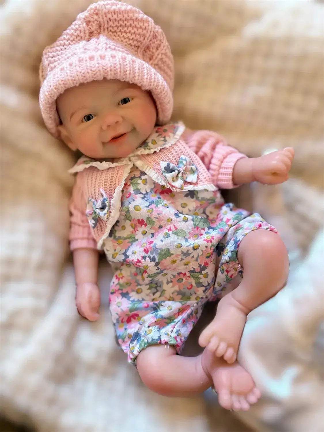 Silicone Reborn Baby Doll 33cm Open Mouth Soft Touch - ToylandEU