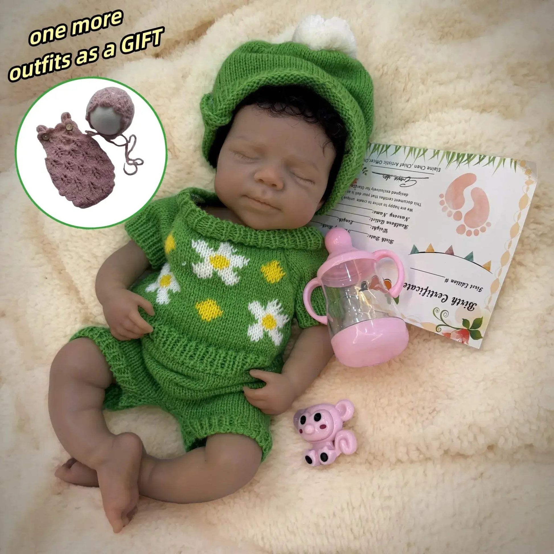 Silicone Reborn Baby Doll Dark Skin Rooted Hair Limited -  ToylandEU™