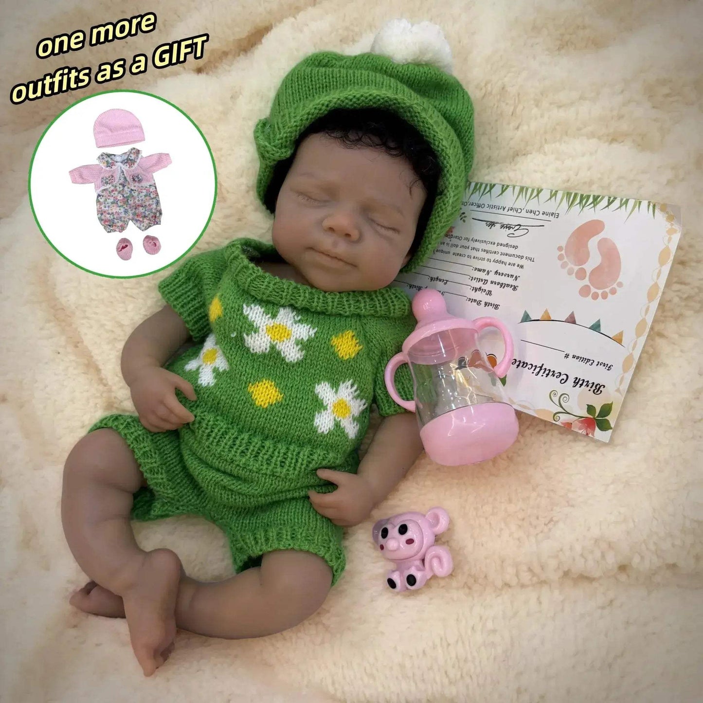  Silicone Reborn Baby Doll Dark Skin Rooted Hair Limited -  ToylandEU™