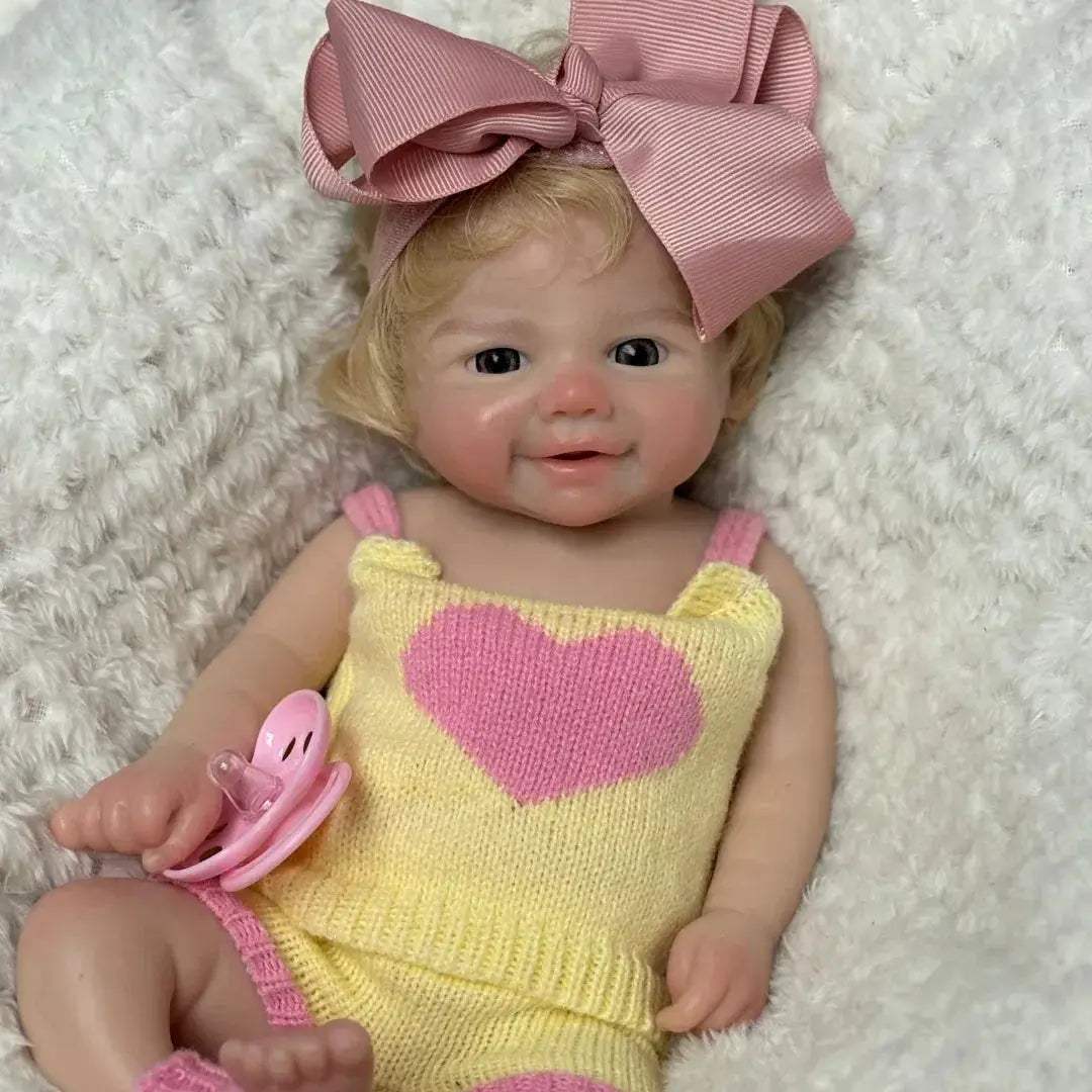 Silicone Reborn Baby Doll With Rooted Hair Open Mouth - ToylandEU