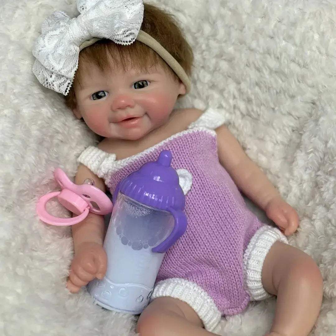 Silicone Reborn Baby Doll With Rooted Hair Open Mouth - ToylandEU