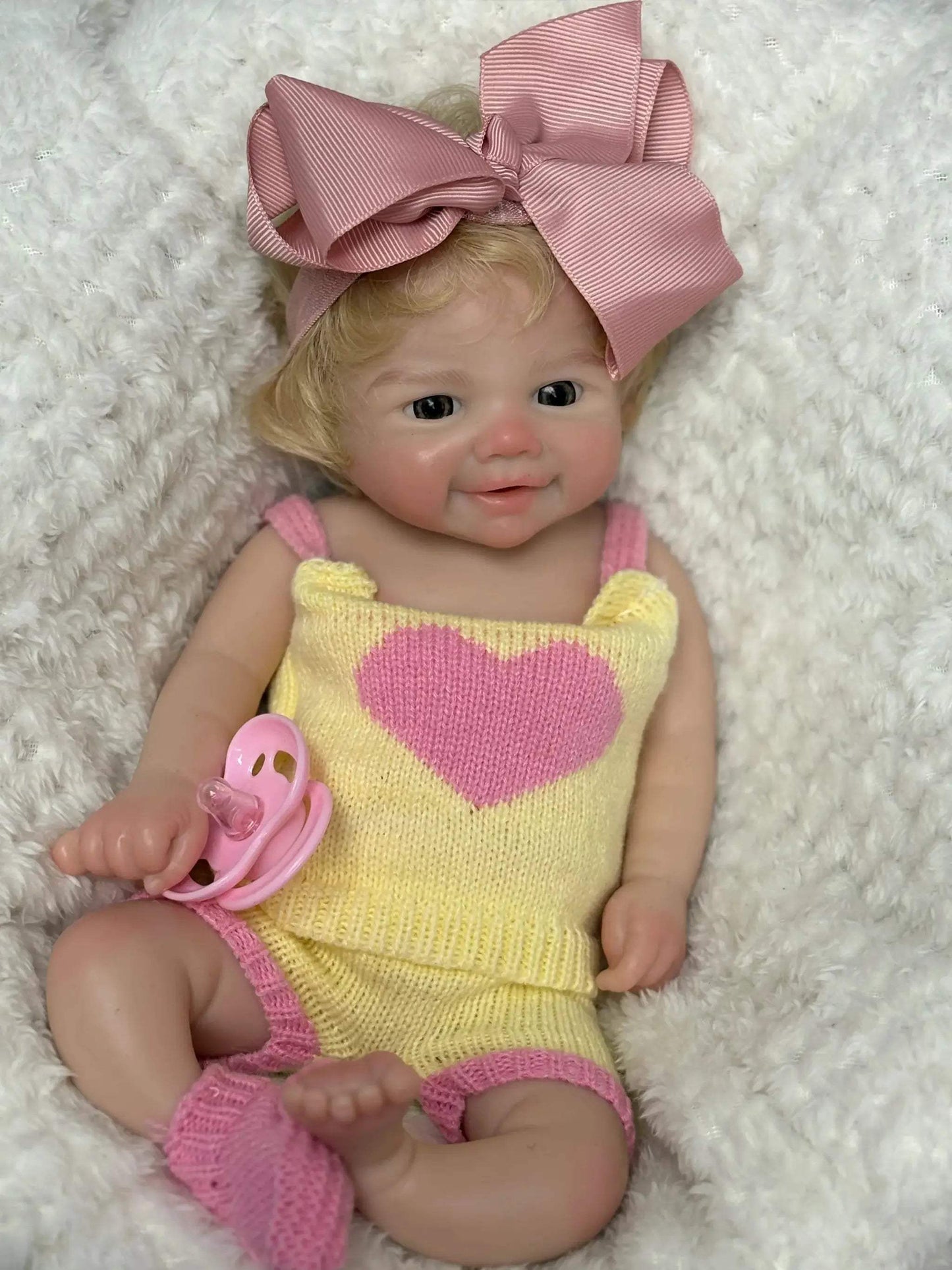 Silicone Reborn Baby Doll With Rooted Hair Open Mouth - ToylandEU