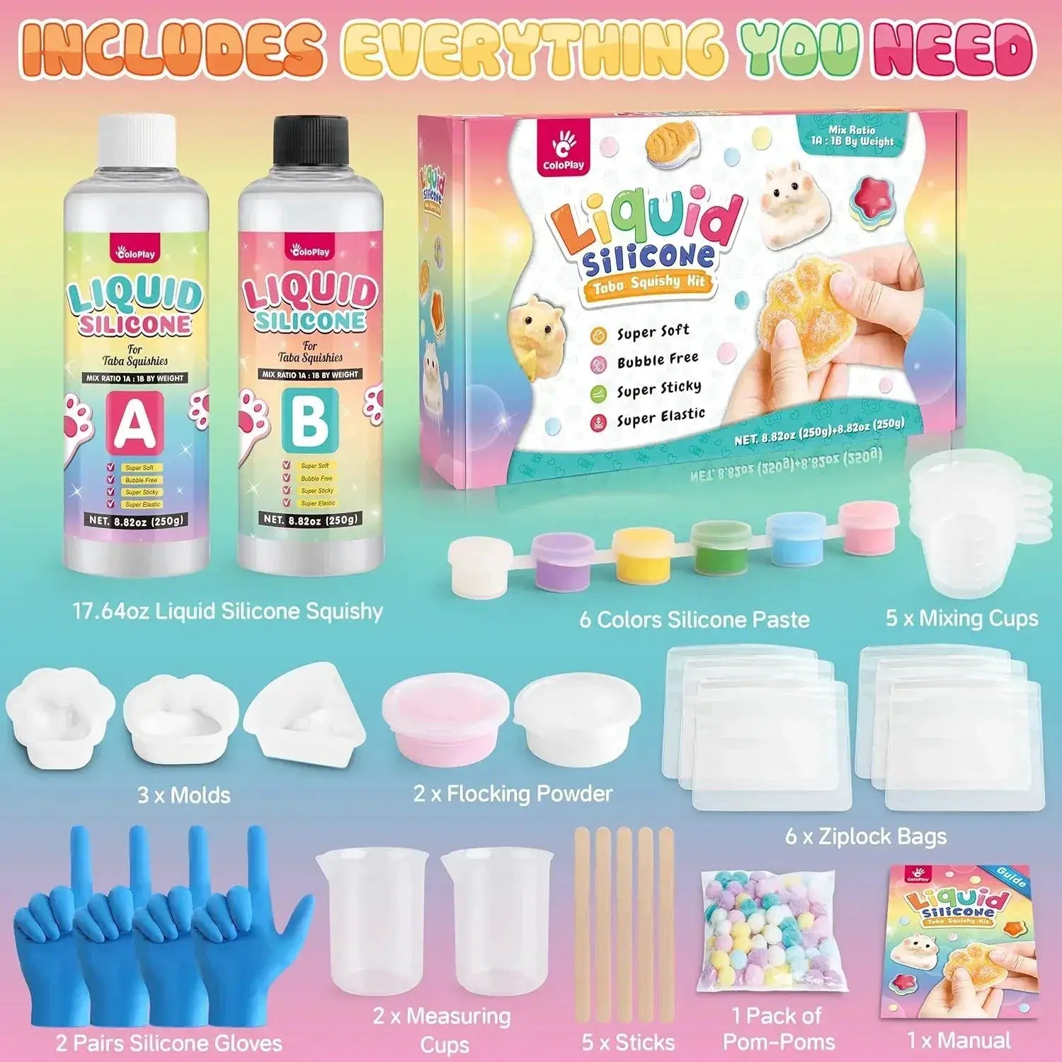 Silicone Squishy Kit With Guided Mold Bubble Free Quick Cure - ToylandEU