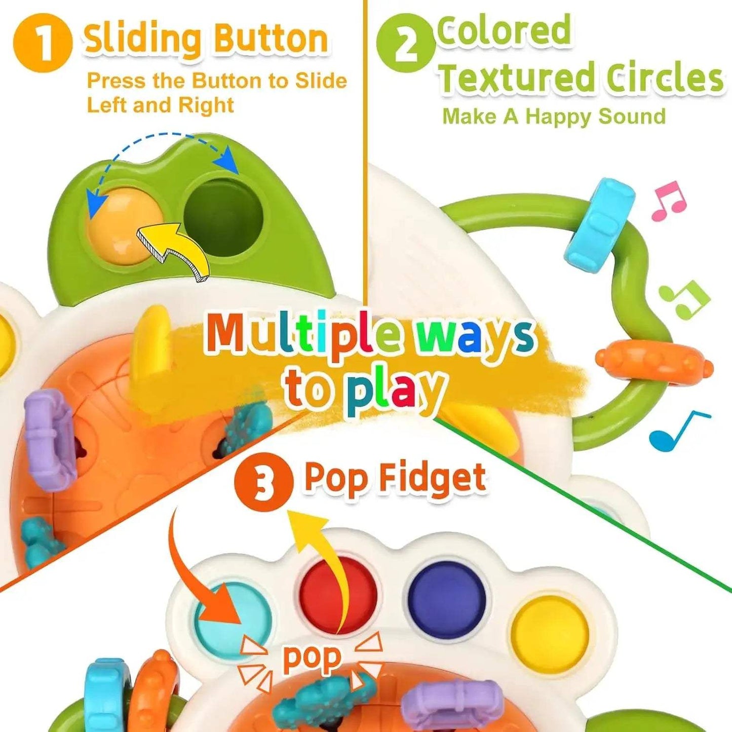 Silicone Teething Rattle Toy For Babies Montessori Sensory Educational Play - ToylandEU