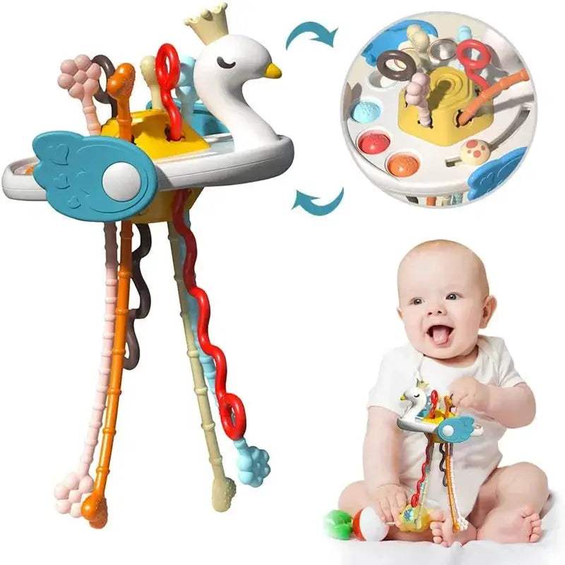 Silicone Teething Rattle Toy For Babies Montessori Sensory Educational Play - ToylandEU